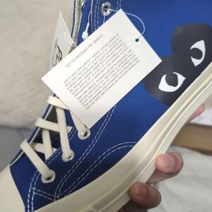 Blue CDG High-Top Sneakers with Heart Design